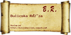 Bulicska Róza névjegykártya